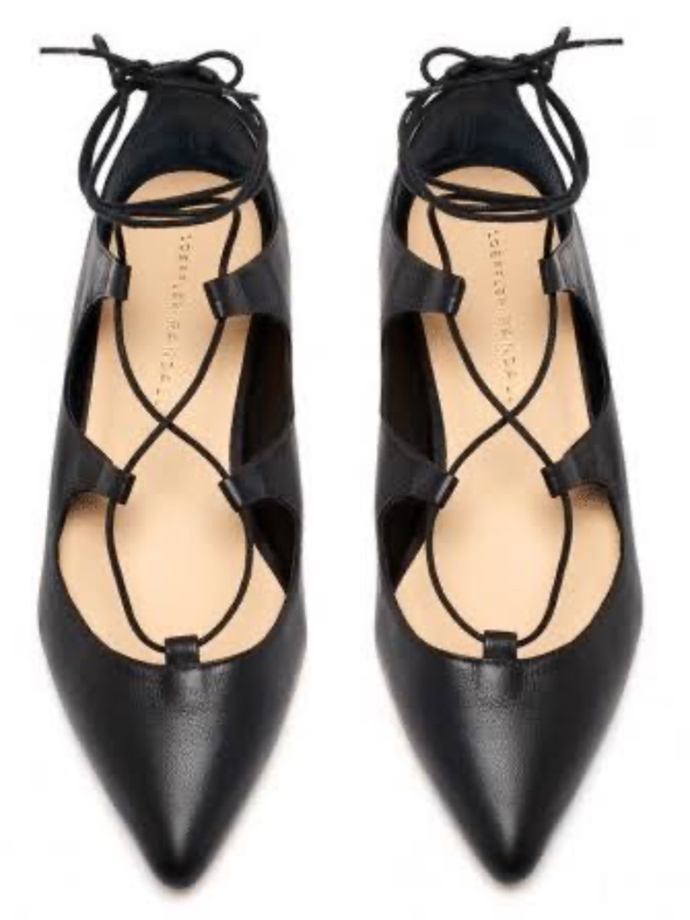 Loeffler Randall Ambra Pointy Toe Lace Up Flats